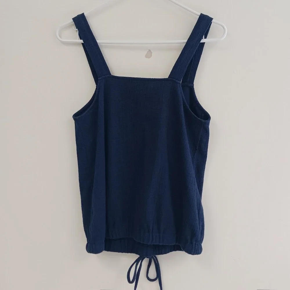 LOFT Navy Button-Down Tank Top Size XS - Picture 4 of 6